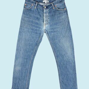 RE/DONE Levi's Jeans Women's Size 26 Blue Button Fly Mid Rise Cropped Raw Hem